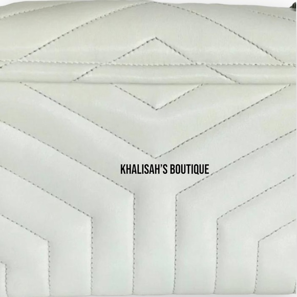 🤍Very Rare! YSL SAINT LAURENT LouLou Calfskin Y Quilted Monogram in Ivory Small - Picture 10 of 16